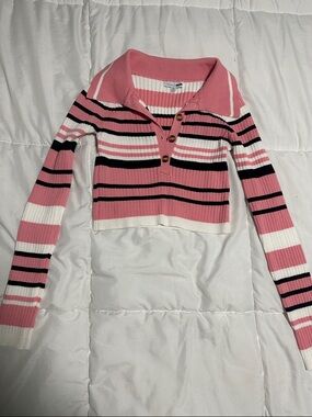 Fashion Nova Striped Polo Crop Top